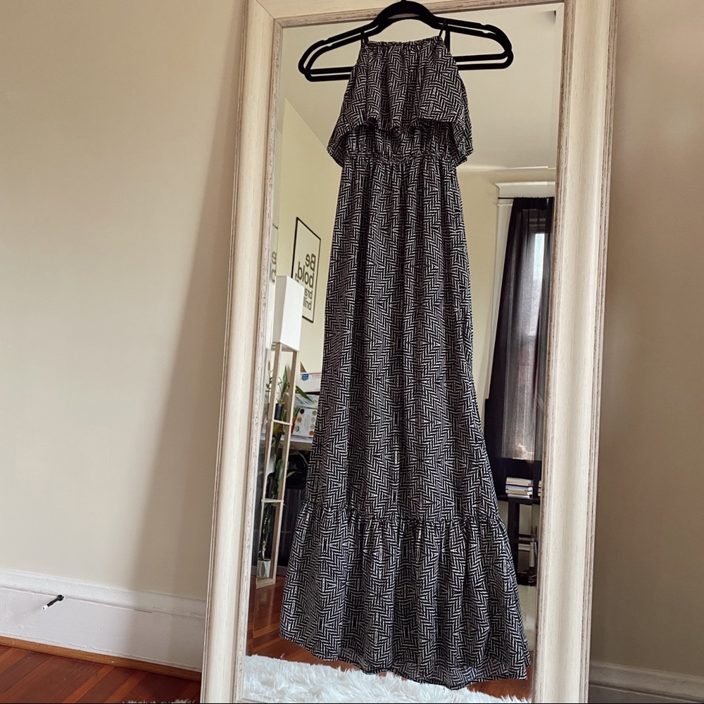 Black & White Strapless Maxi Dress